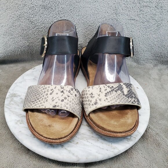 Sofft Shoes Womens Size 11 Grey Reptile & Black Leather Bali Sandals - Picture 5 of 10